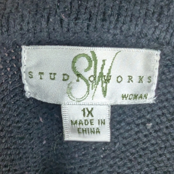 Studio Works Woman 1X black/white cardigan plus size - Picture 3 of 11